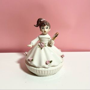 vintage pastel floral girl trinket box